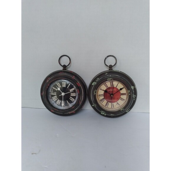 Set 2 Pocket Watch Wall Decor Vintage‎ Style Round Clocks Home Accent - Picture 5 of 6